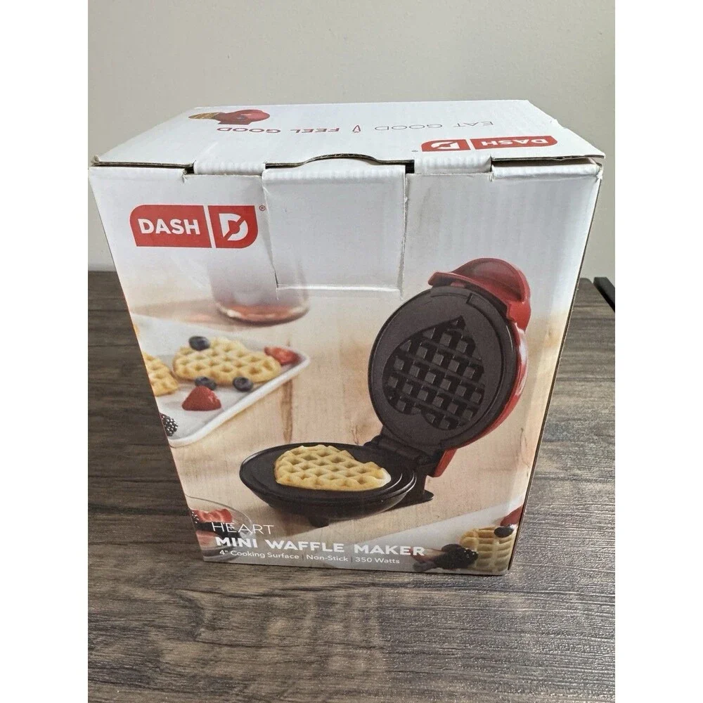 Mini Heart 4” Waffle Maker Machine for Individuals, Paninis, Hash Browns, etc.
